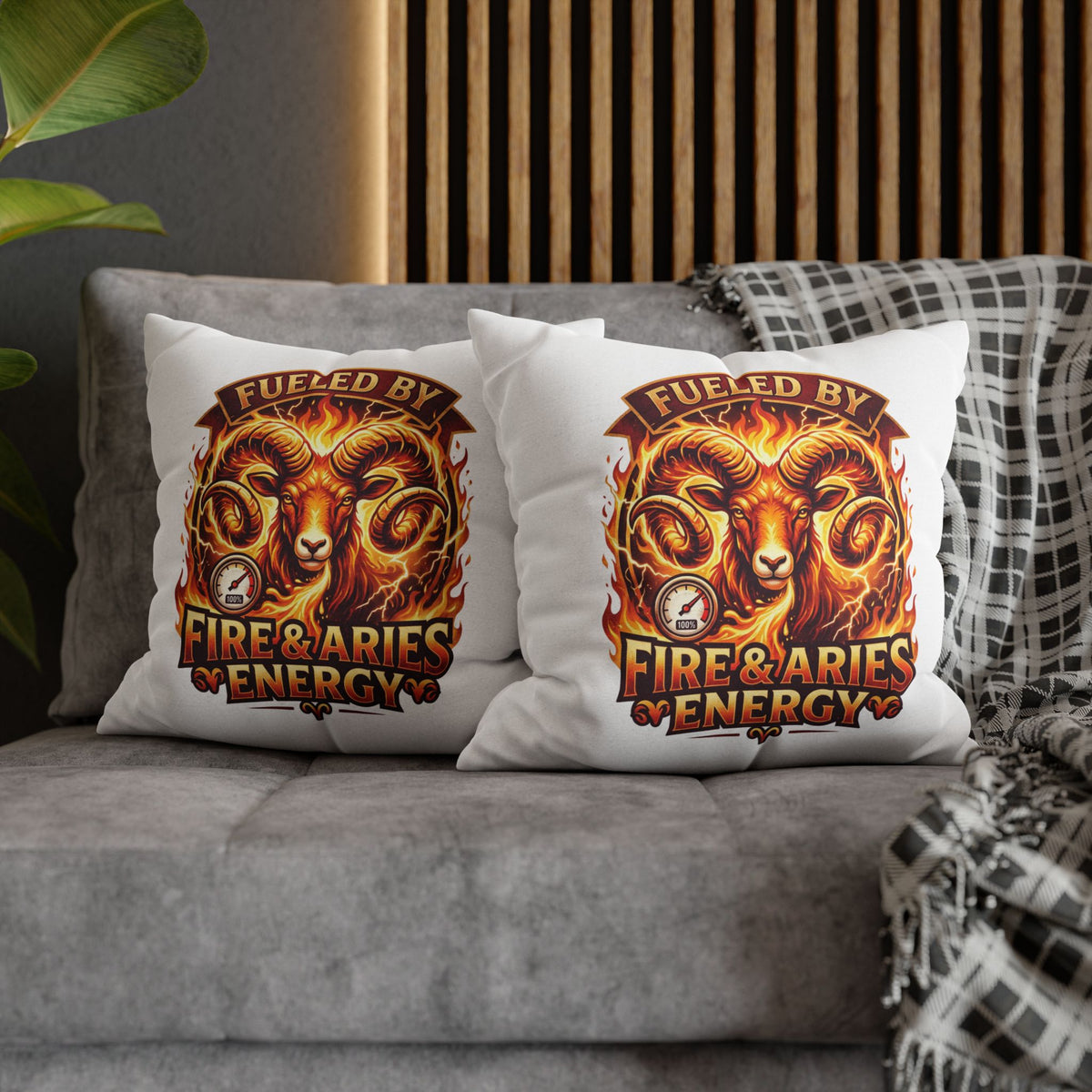 Aries Pillowcase Aries Ram Pillow — "Fueled by Fire & Aries Energy" Decorative Throw Pillow