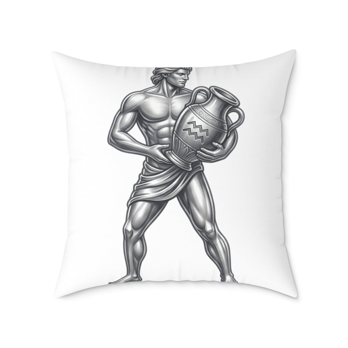 Aquarius Zodiac Pillow — Silver Water-Bearer Decorative Square Throw Pillow