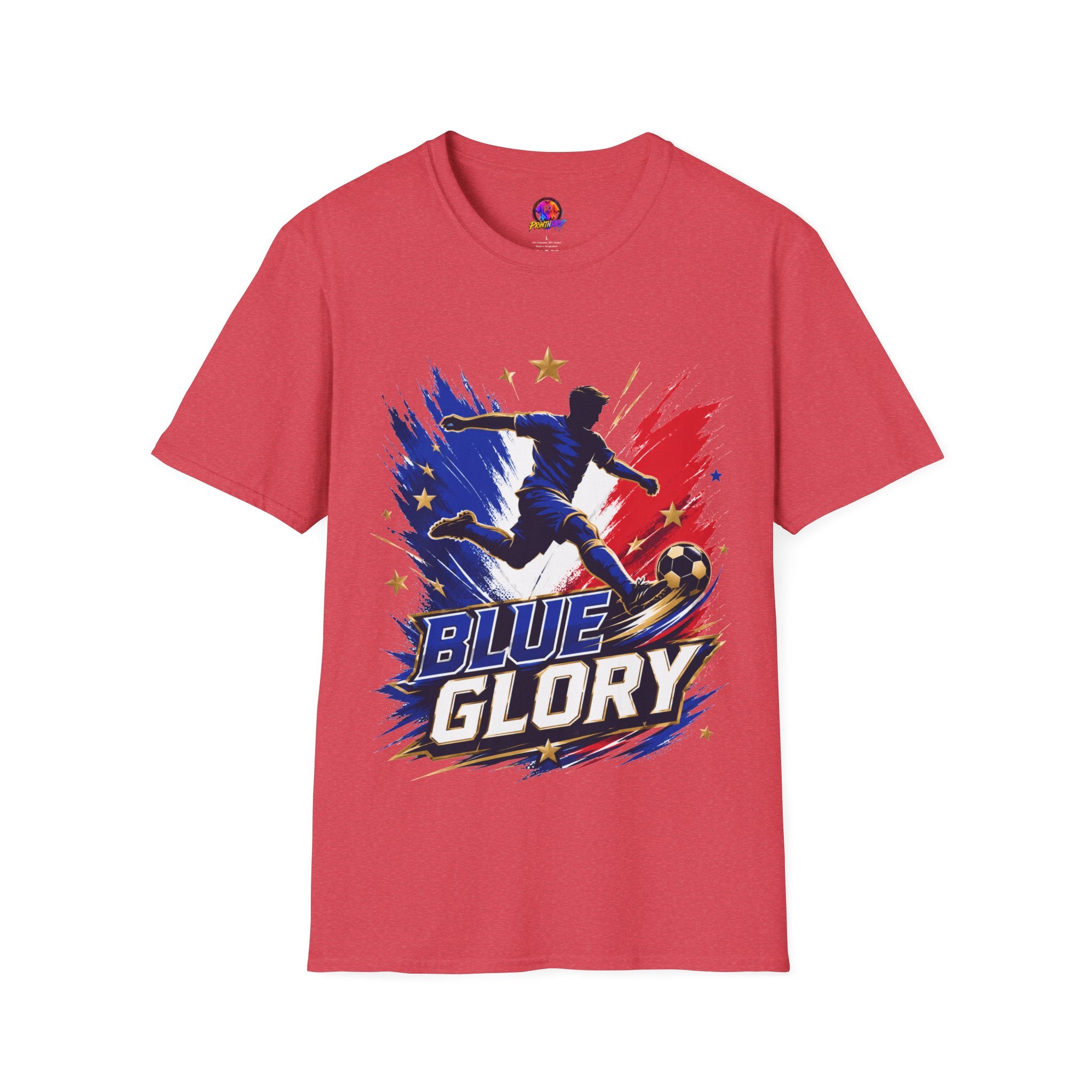 France Soccer T-Shirt — "Blue Glory" Red, White & Blue Player Graphic