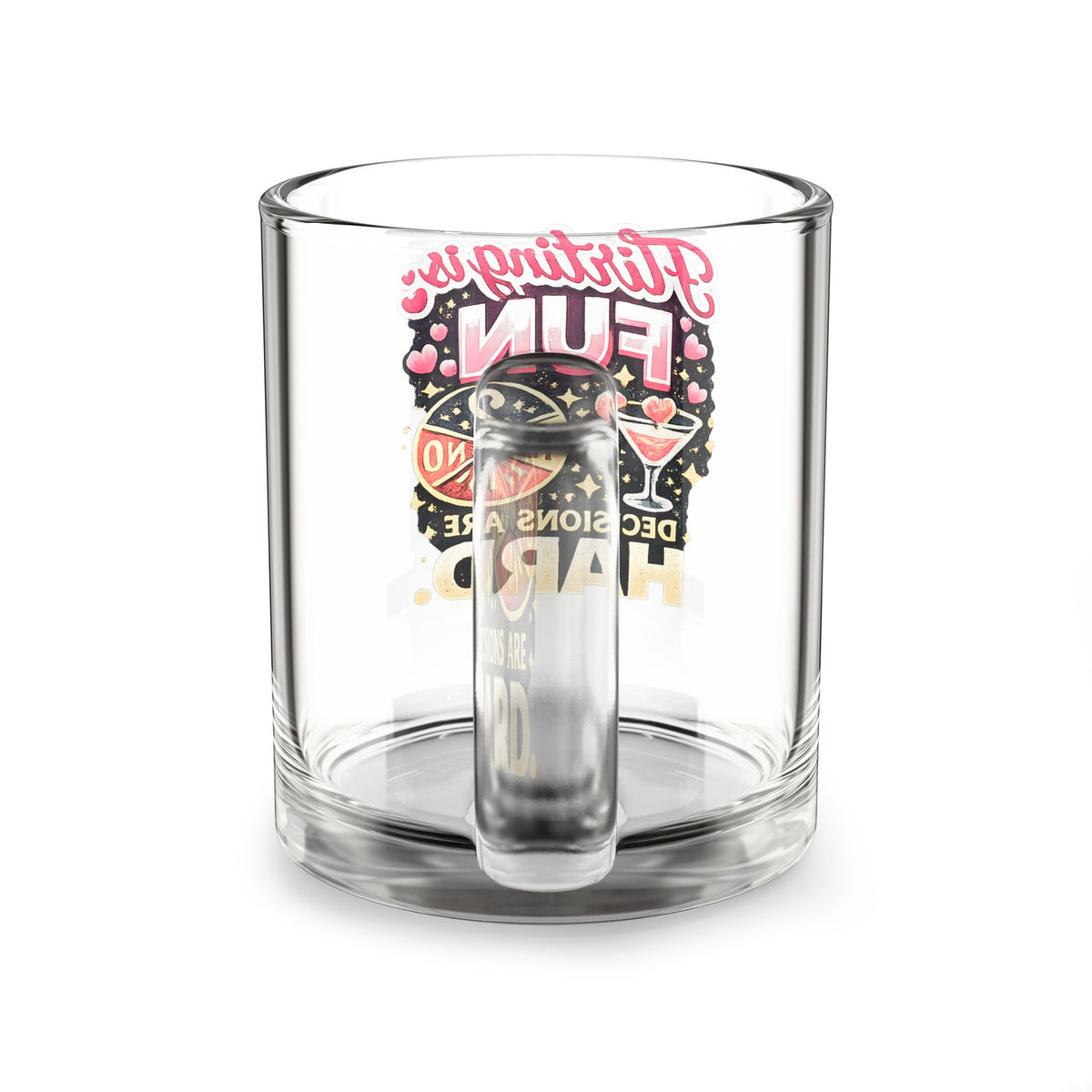 Libra Zodiac Glass Mug - "Flirting is Fun, Decisions Are Hard" Retro Cocktail Graphic