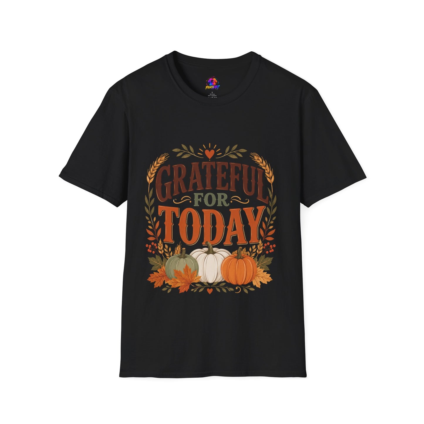 Grateful For Today T-Shirt — Fall Pumpkin Thanksgiving Casual Tee