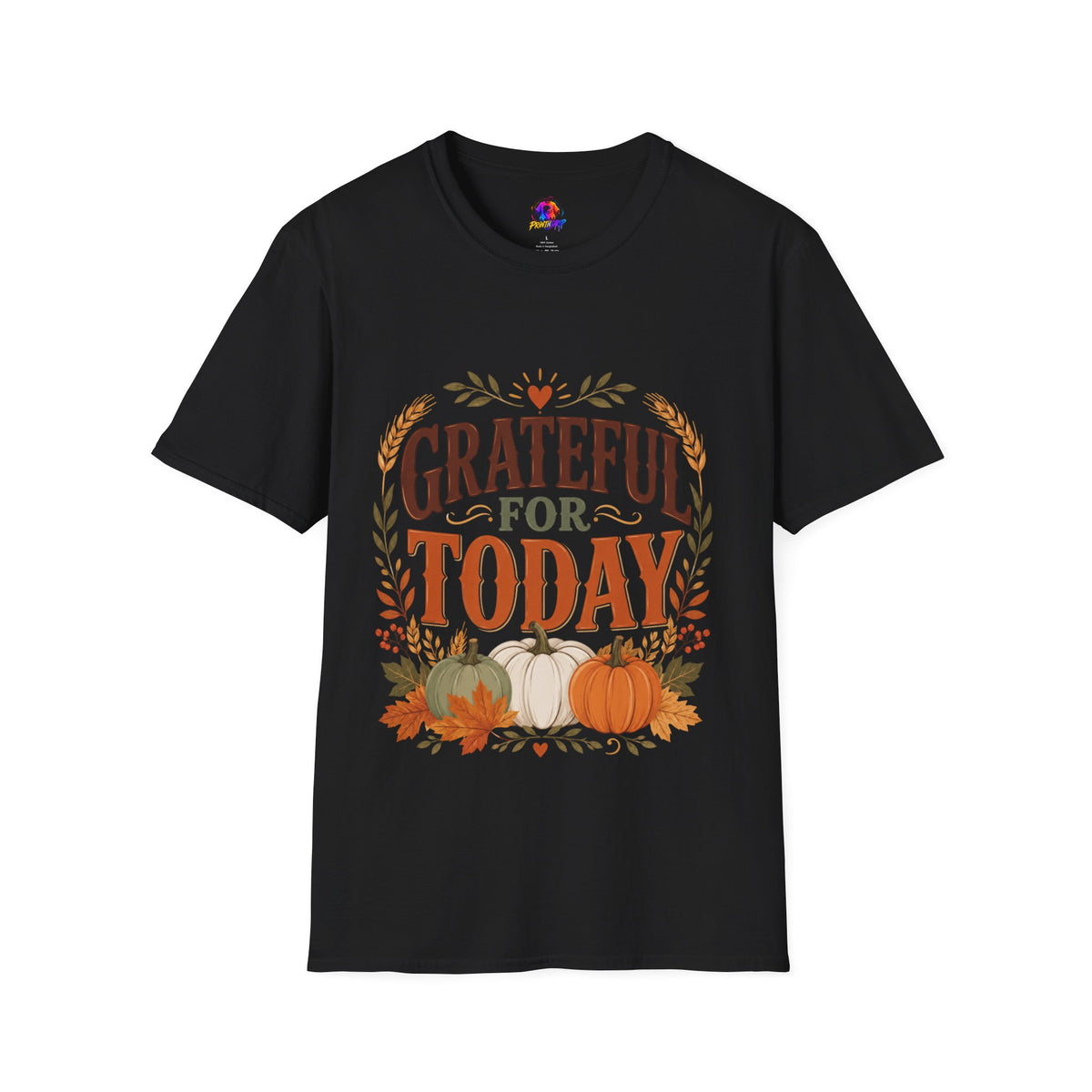 Thanksgiving T-Shirt Grateful For Today T-Shirt — Fall Pumpkin Thanksgiving Casual Tee