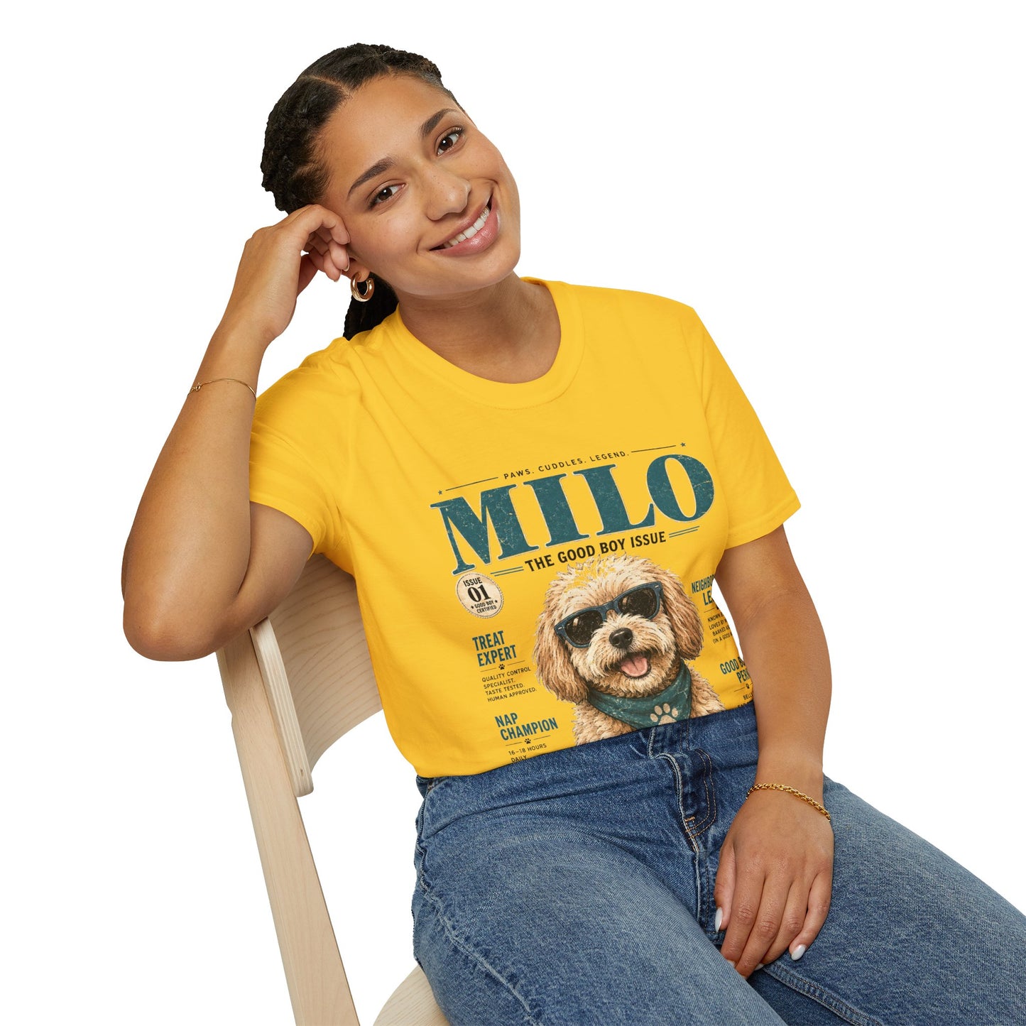 Milo 'The Good Boy Issue' T-Shirt — Cute Dog Magazine Cover Tee