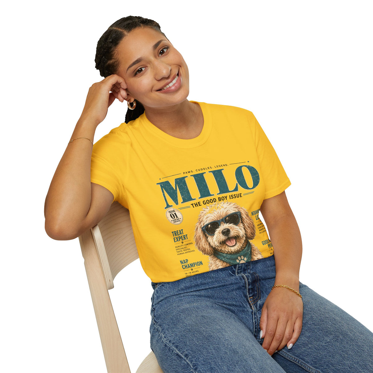 Milo 'The Good Boy Issue' T-Shirt — Cute Dog Magazine Cover Tee