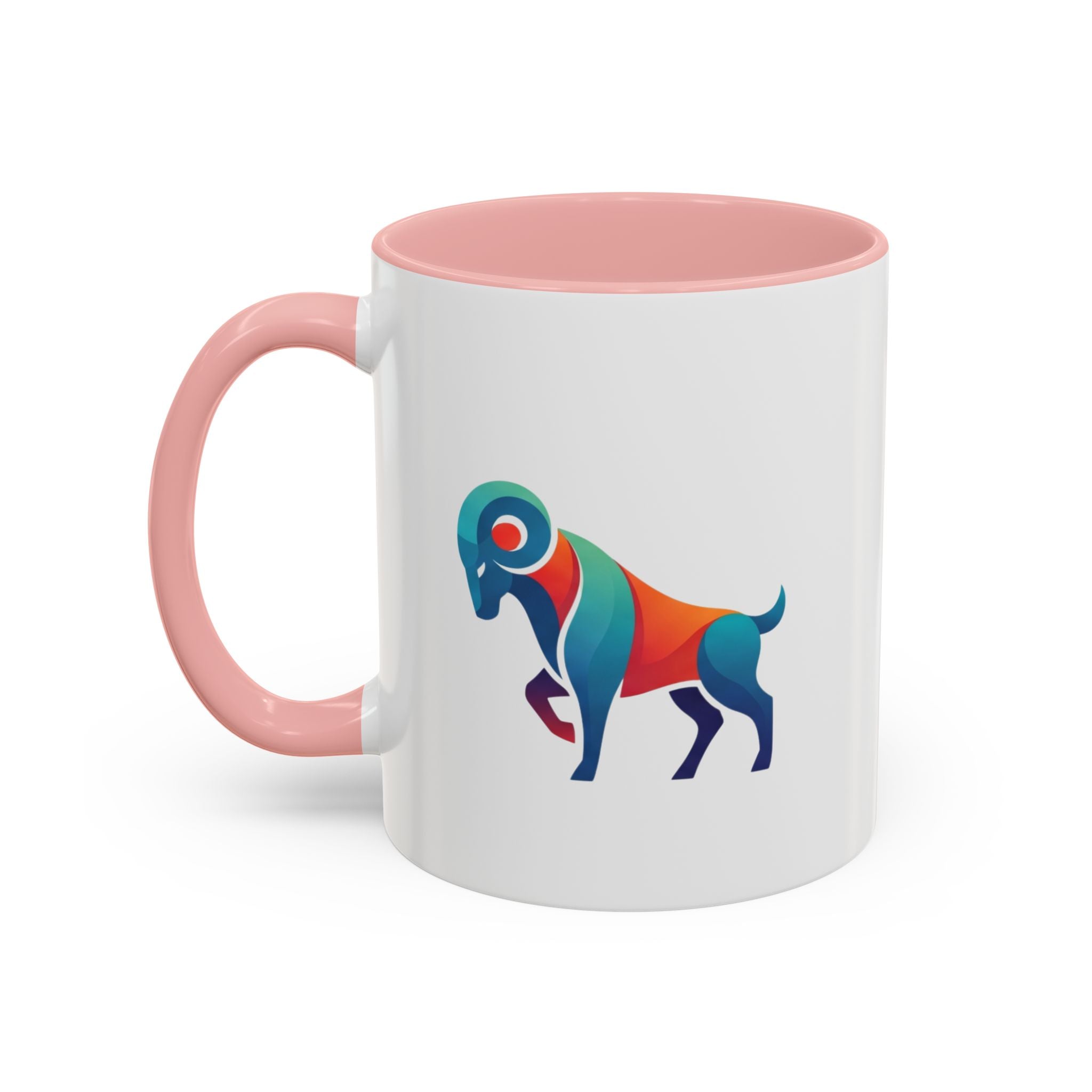 Colorful Ram Accent Coffee Mug — Geometric Zodiac Aries Design