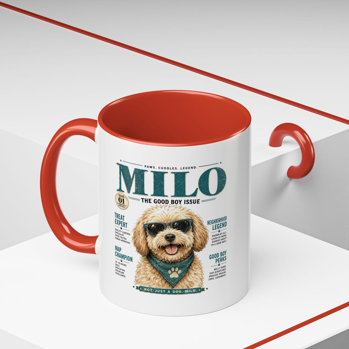 Milo Bailey Dog Dad Mom Milo Magazine-Style Accent Coffee Mug — Cute Dog Portrait