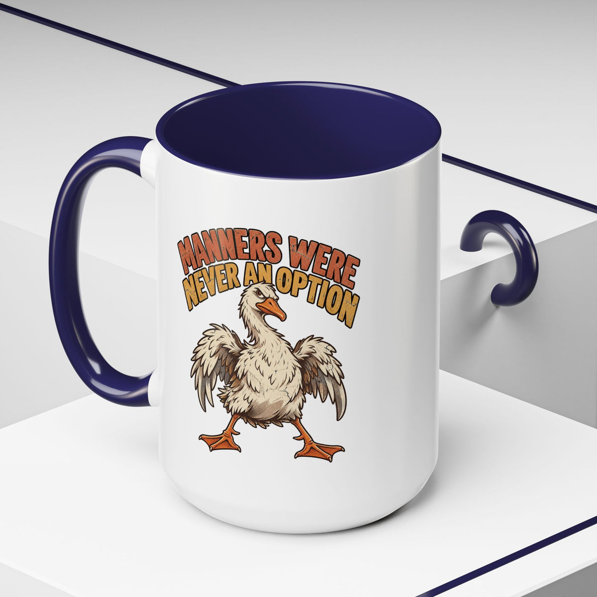 Coffee Mug — "Manners Were Never An Option" Funny Rude Chicken Accent Mug
