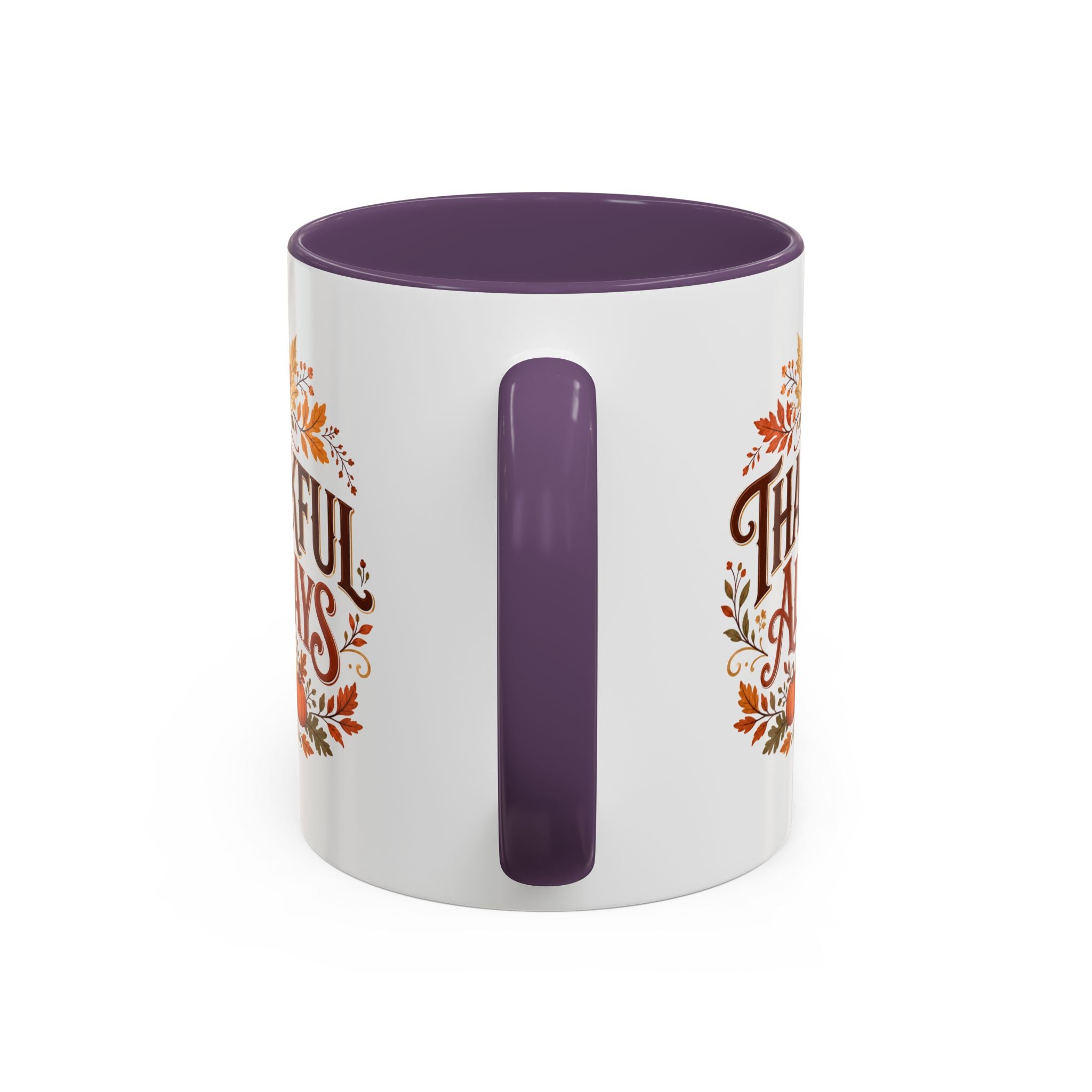Thanksgiving Mug Thankful Always Accent Coffee Mug — Fall Pumpkin & Leaves Thanksgiving Gift