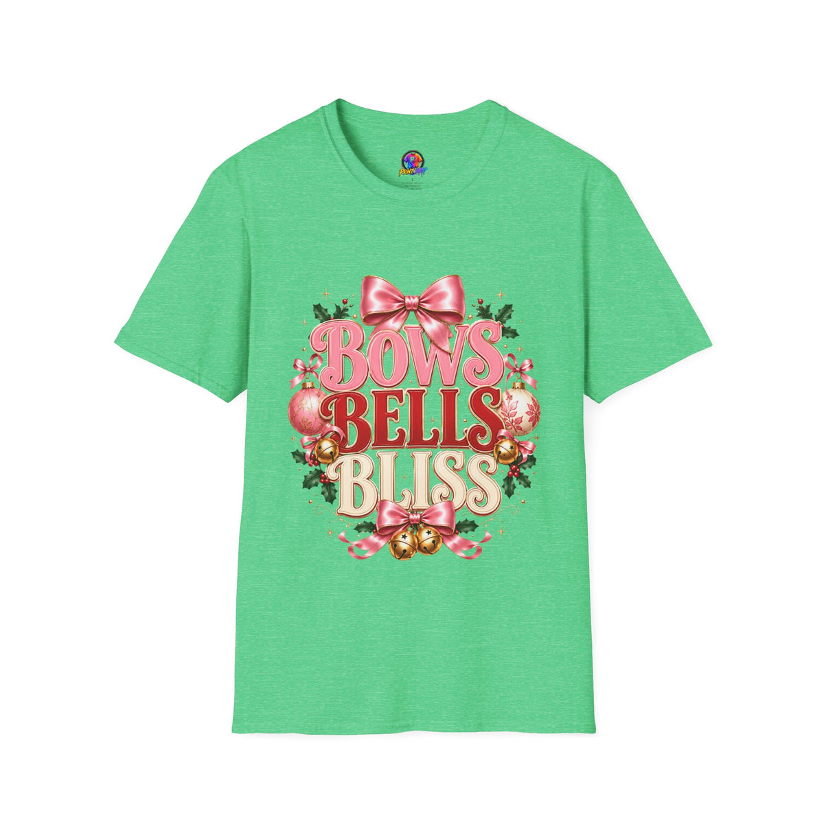 T-Shirt — Bows Bells Bliss Christmas Graphic Tee