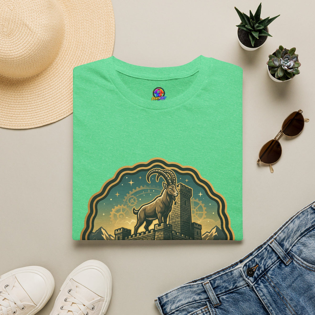 Silent Moves, Loud Results Goat Graphic Tee — Motivational Mountain Goat Shirt