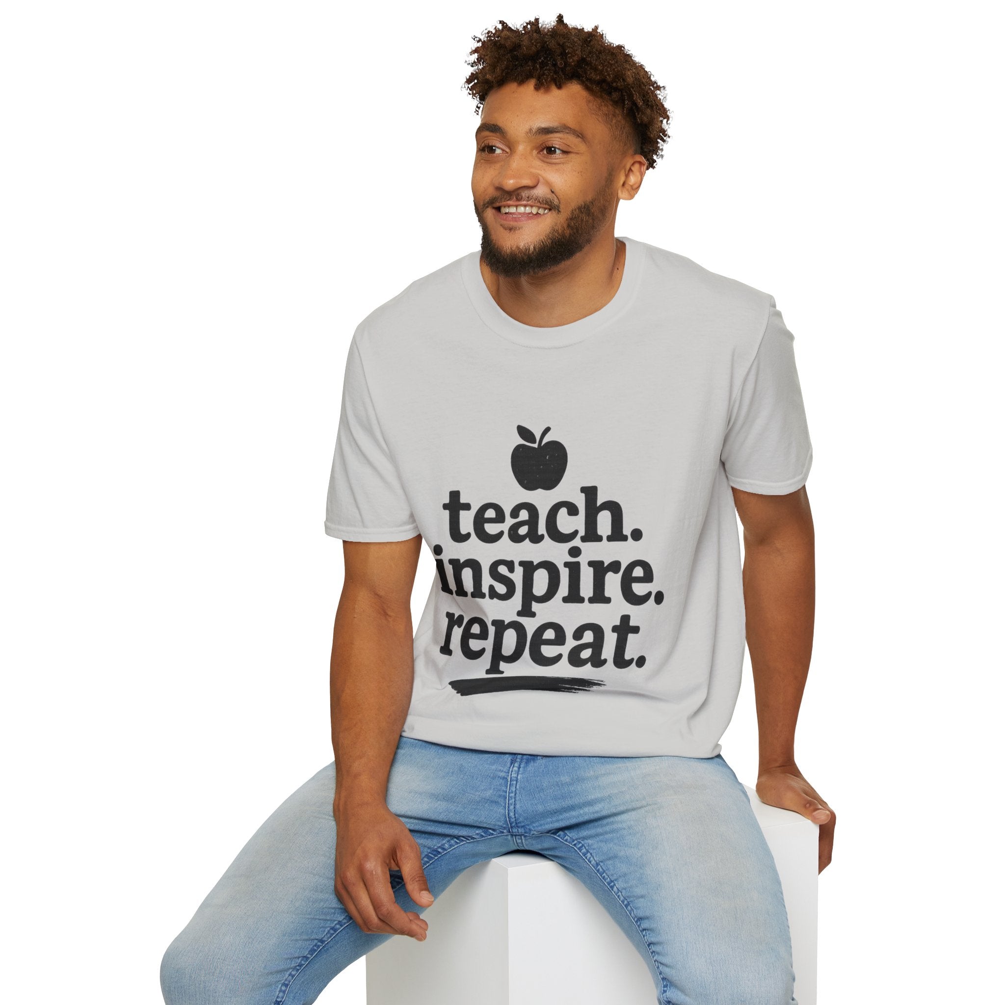 Teach. Inspire. Repeat. T‑Shirt — Teacher Apple Graphic Tee - Trending Now - August 2026 Trends - Everyday T-Shirt