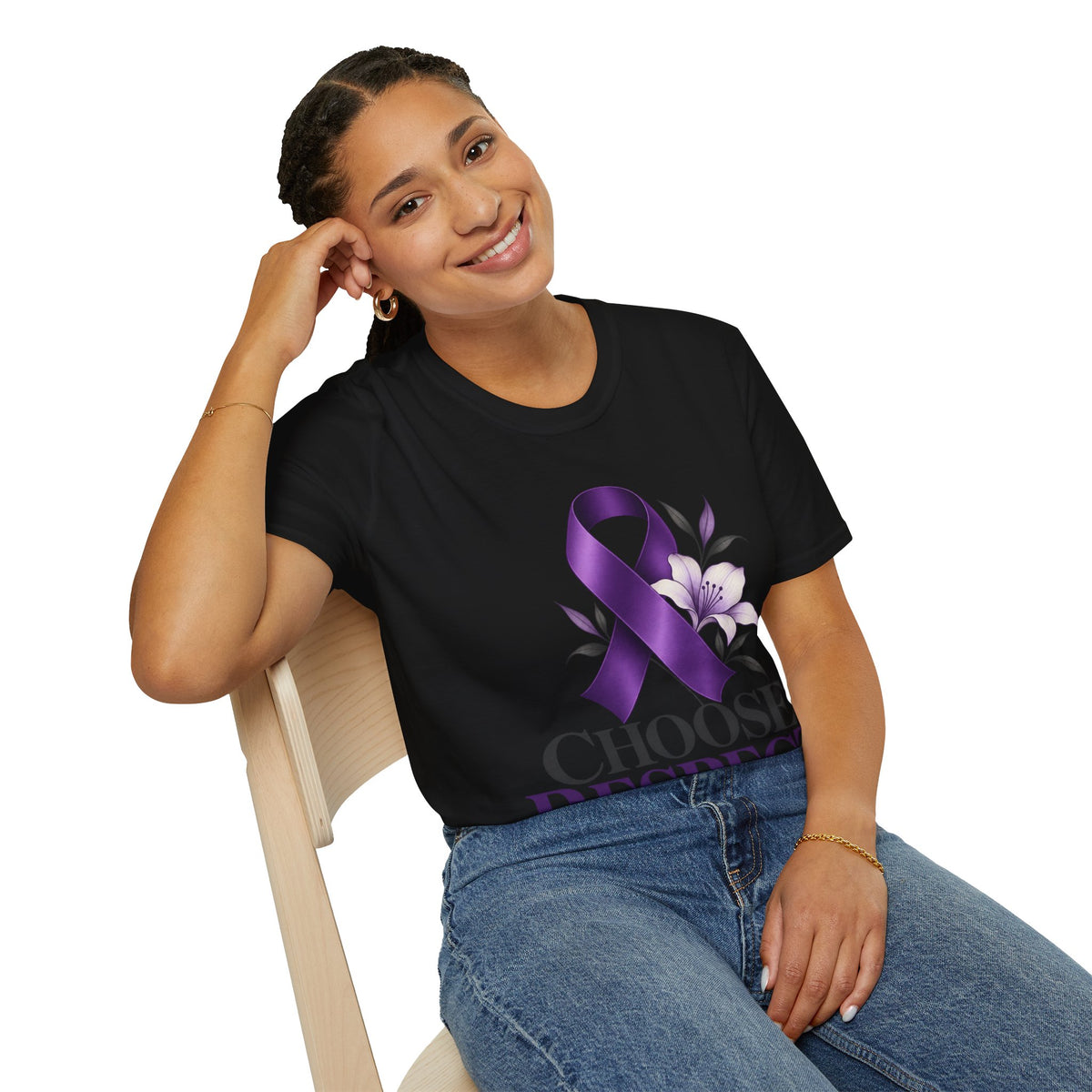 Choose Respect Purple Ribbon T‑Shirt — Domestic Violence Awareness Tee