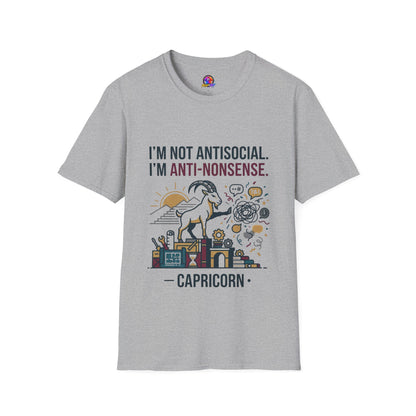 Capricorn T-Shirt — "I'm Not Antisocial, I'm Anti-Nonsense" Zodiac Tee