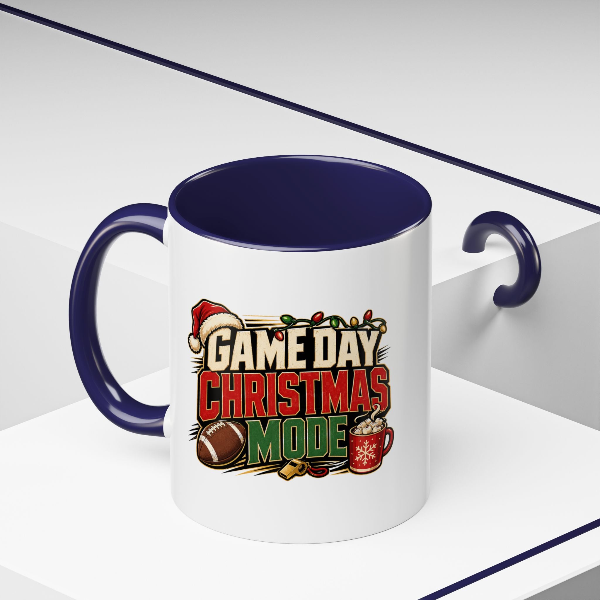 Modern Day Christmas Game Day Christmas Mode Coffee Mug - Holiday Football Mug (11/15oz)