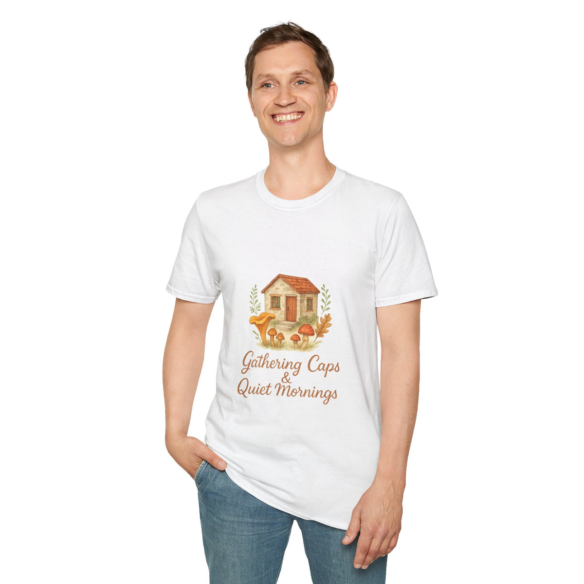 Cozy Cottage Graphic T-Shirt — 'Gathering Days, Quiet Mornings' - Trending Now - October 2026