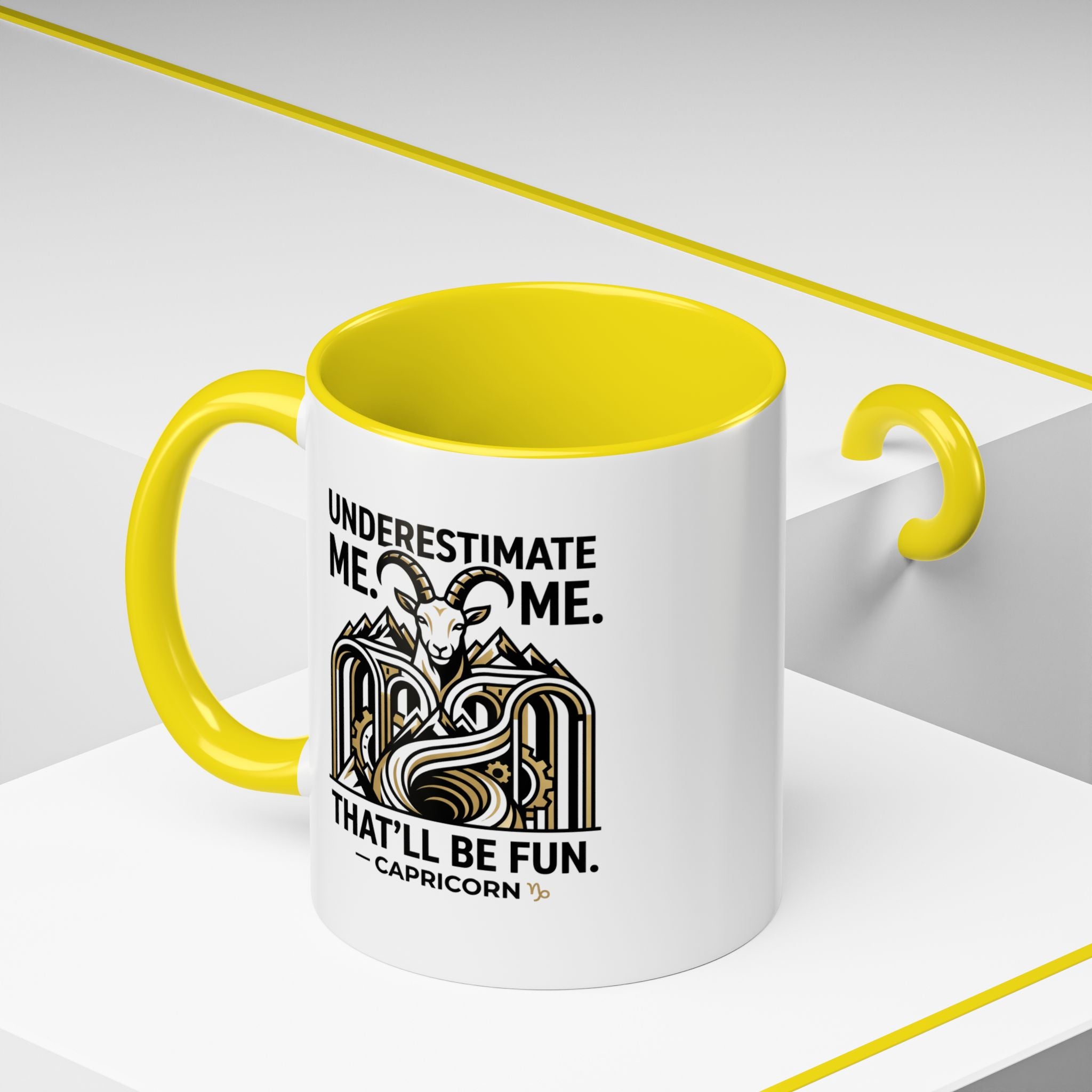 Capricorn Coffee Mug — "Underestimate Me. That'll Be Fun." Zodiac Accent Mug (11/15oz)