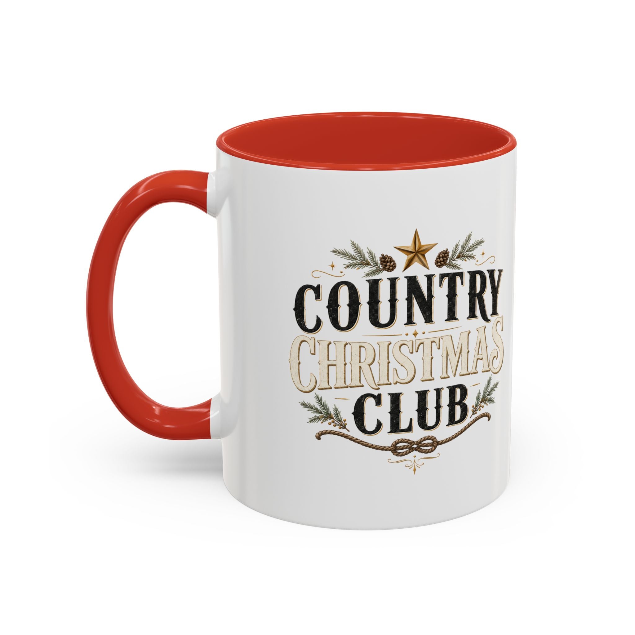 Christmas Country Christmas Club Accent Coffee Mug — Festive Rustic Holiday Coffee Cup