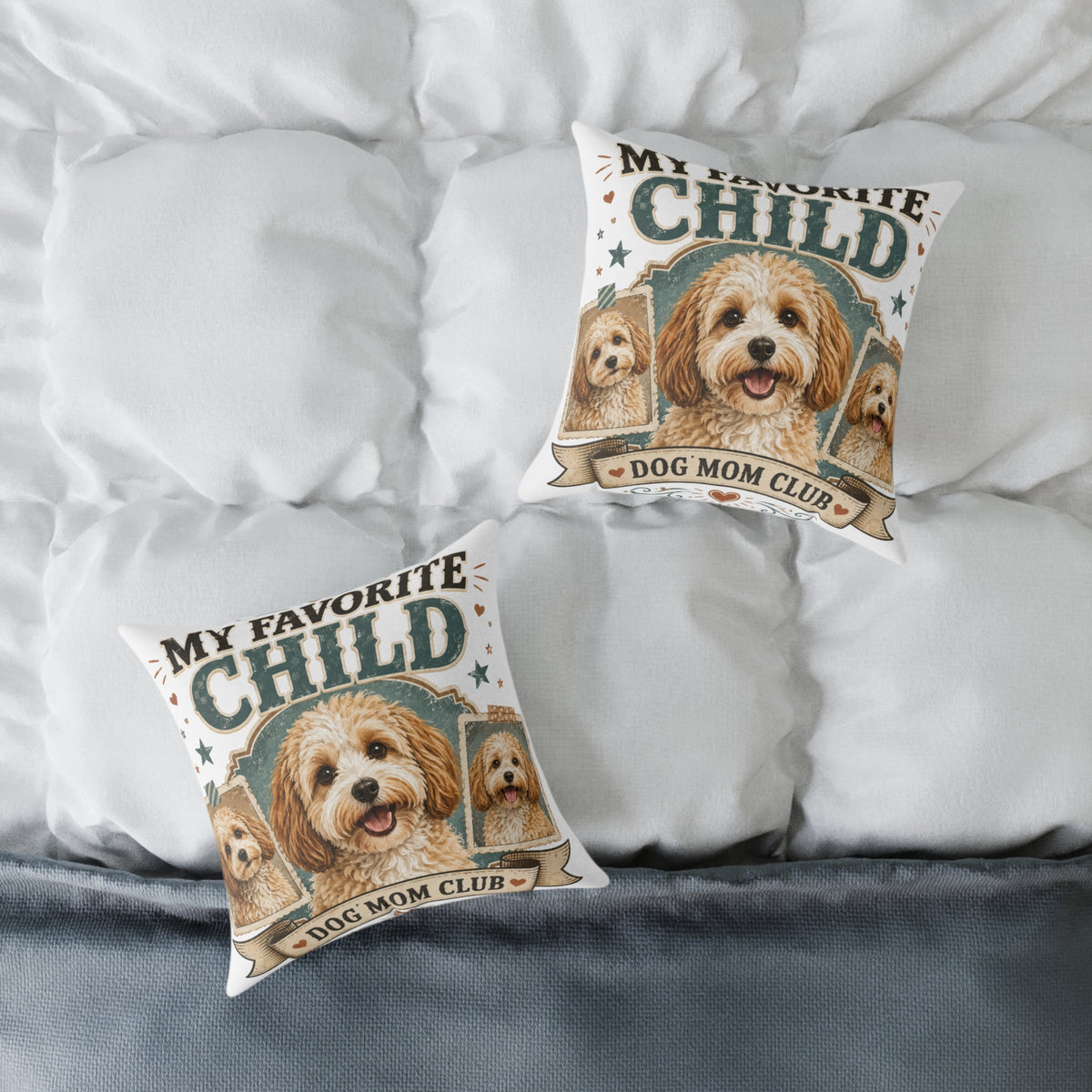 Dog Mom Club Pillow  Milo Bailey Dog Dad Mom— My Favorite Child Decorative Throw Pillow