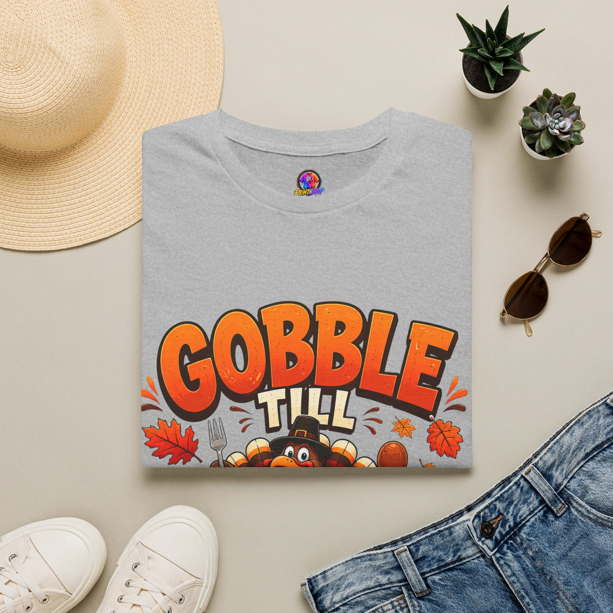 Thanksgiving T-Shirt Gobble 'Til You Wobble Thanksgiving T-Shirt