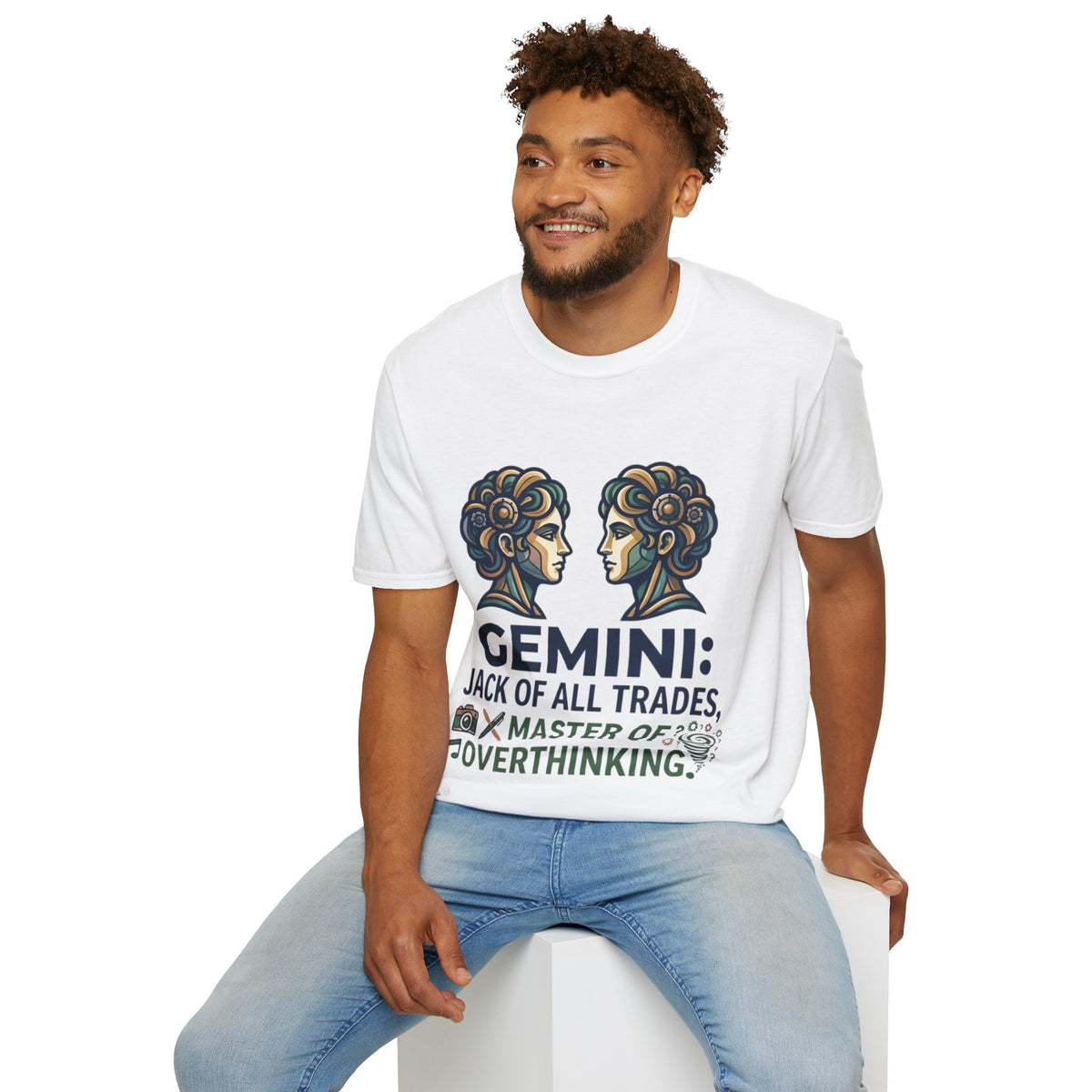 Gemini Zodiac T‑Shirt — Vintage Twins Astrology Tee ("Gemini: Jack of All Trades")