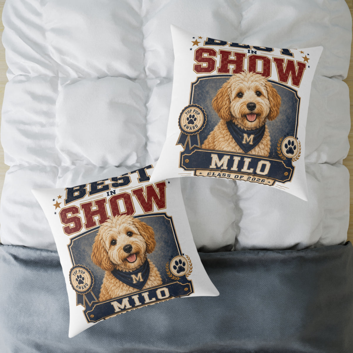 Best in Show Dog Pillow — Milo Bailey Dog Dad Mom  Personalized Milo Decorative Throw Pillow