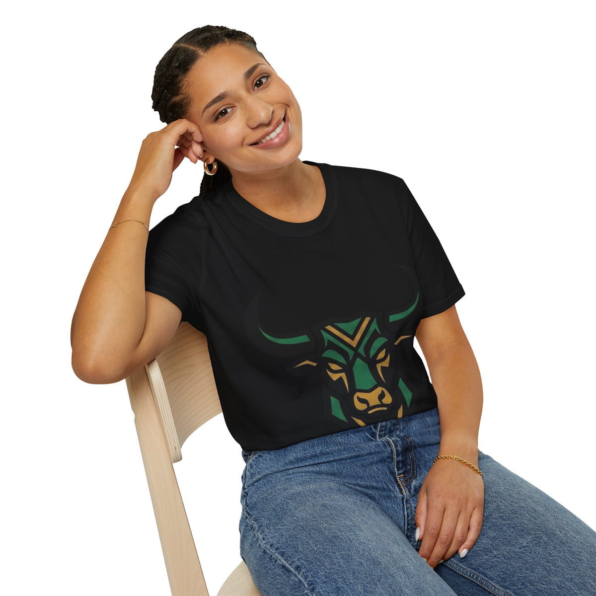Bull Head Graphic T-Shirt — Tribal Geometric Rodeo Tee