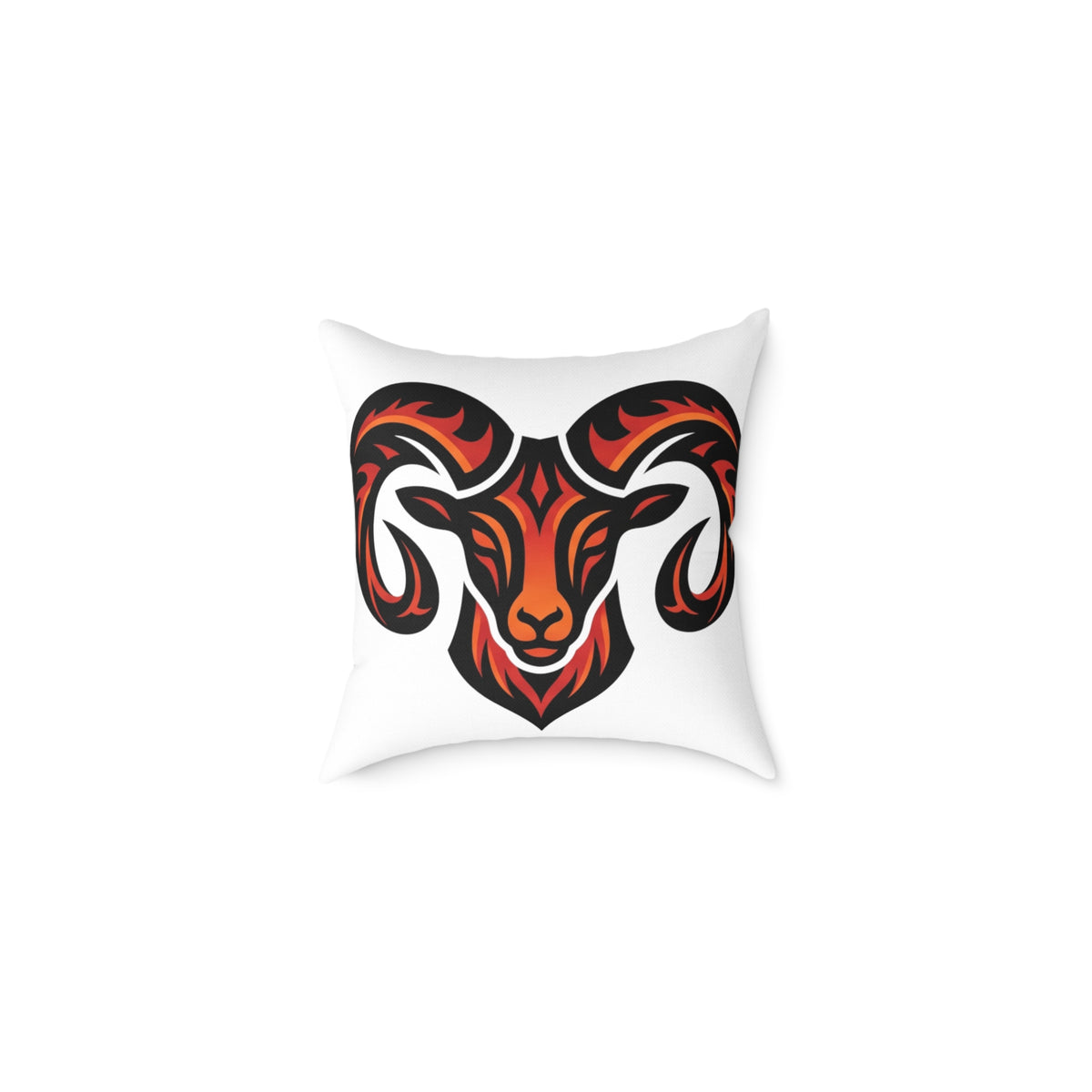 Aries Zodiac Ram Head Throw Pillow — Tribal Flame Goat Design Decorative Cushion
