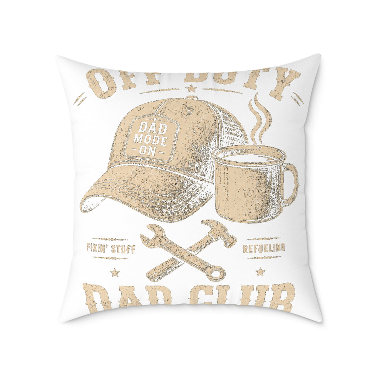 Decorative Pillow  Milo Bailey Dog Dad Mom – "Dad Made It" Cap & Coffee Rustic Throw Pillow for Father’s Day