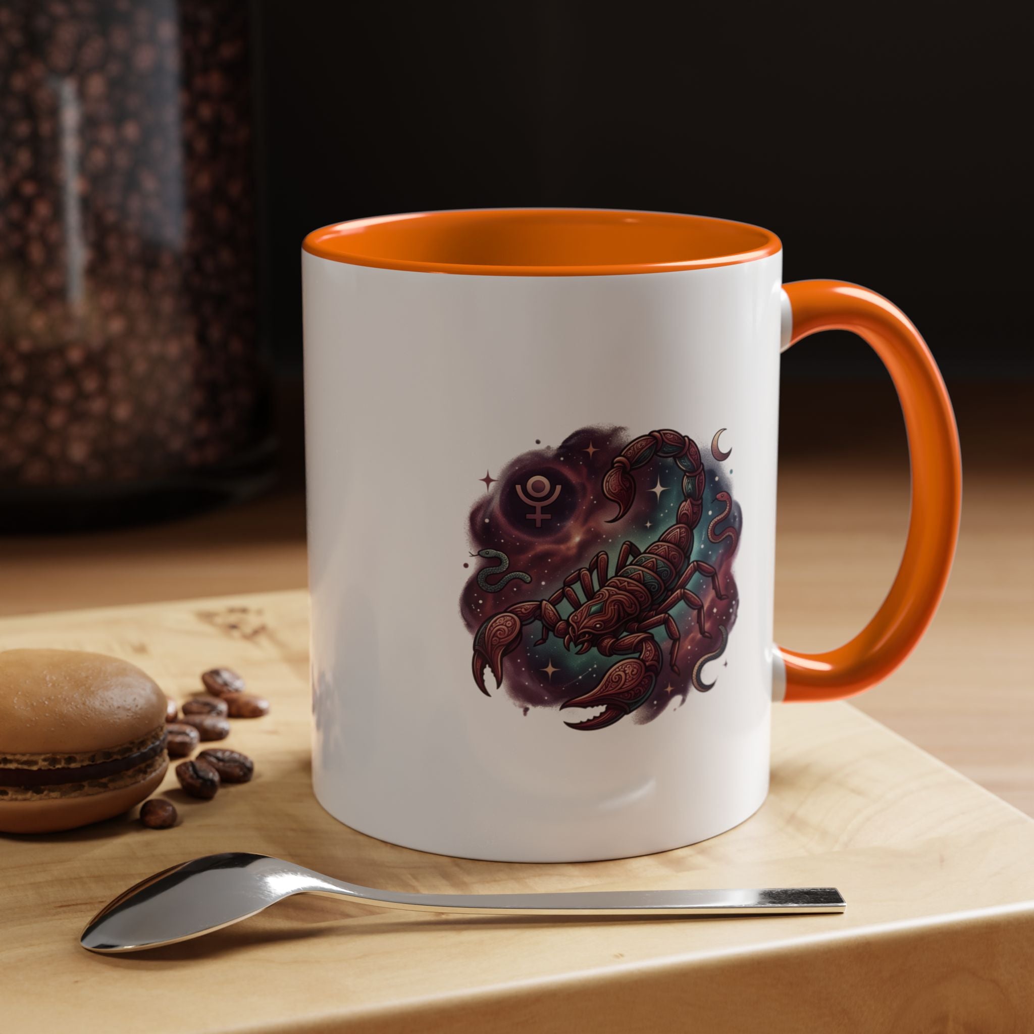 Scorpio Zodiac Accent Coffee Mug — Celestial Scorpion Astrology Design
