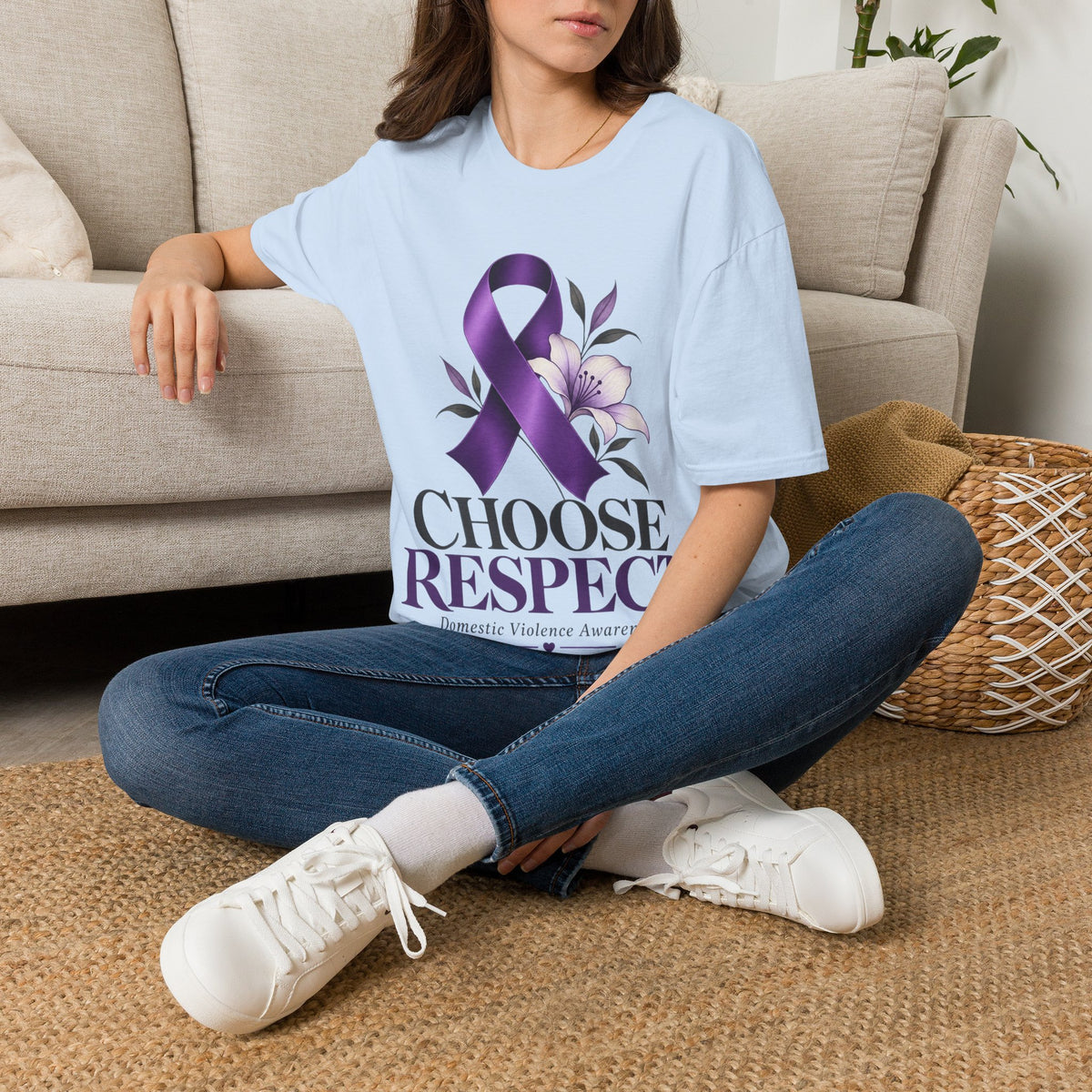 Choose Respect Purple Ribbon T‑Shirt — Domestic Violence Awareness Tee