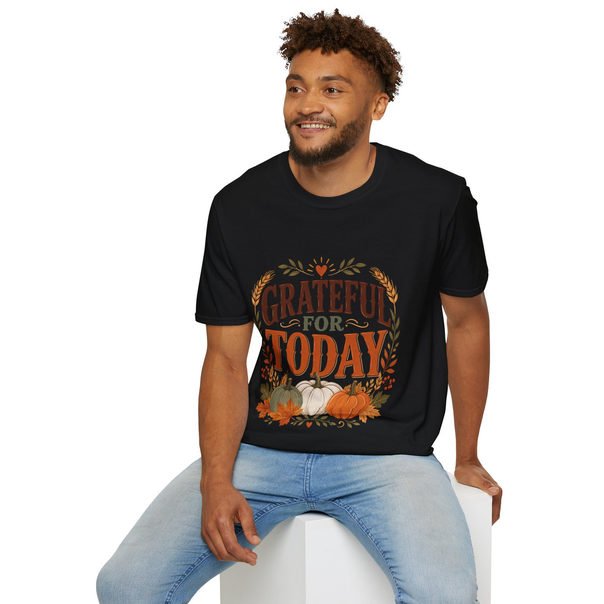 Thanksgiving T-Shirt Grateful For Today T-Shirt — Fall Pumpkin Thanksgiving Casual Tee