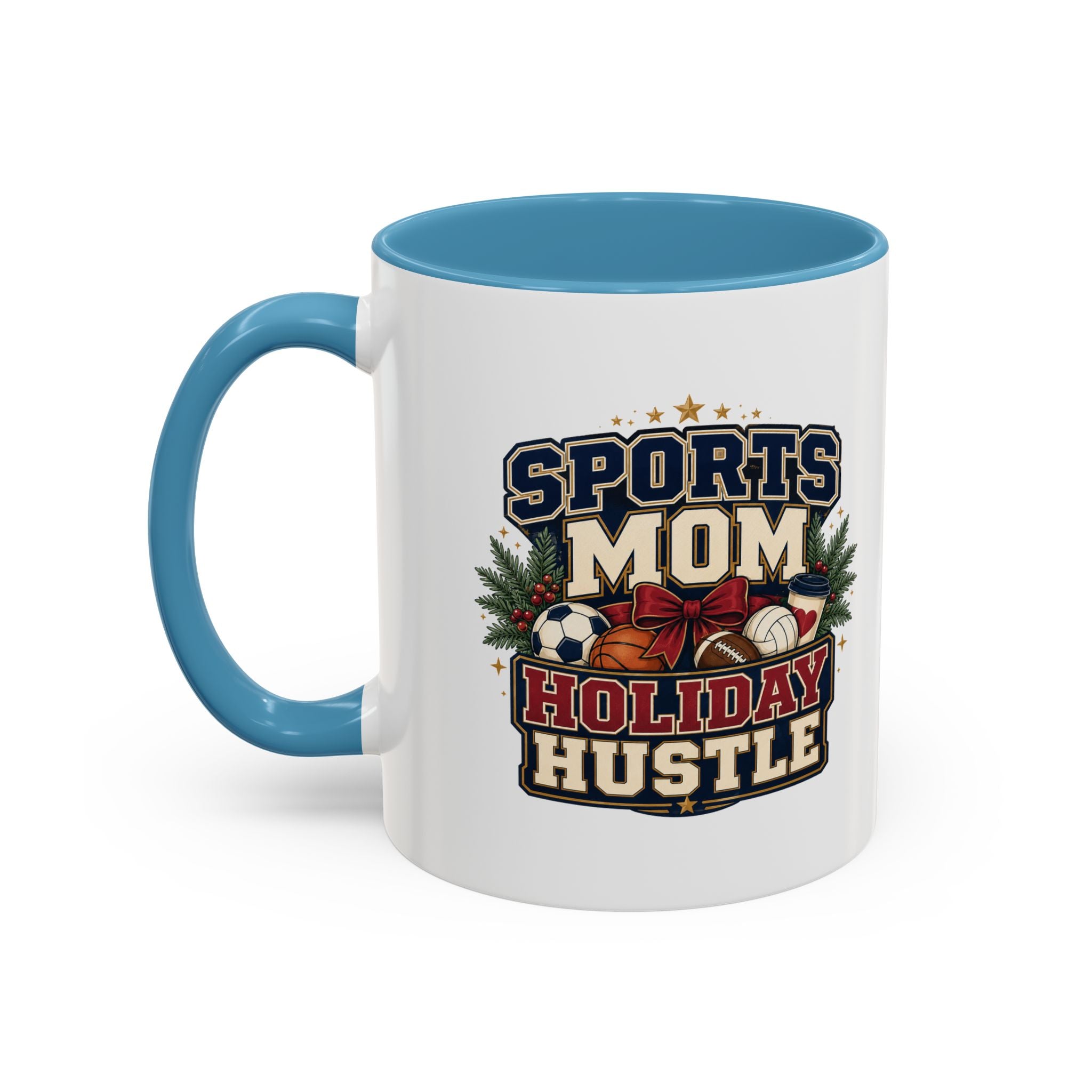 Modern Day Christmas Sports Mom Holiday Hustle Accent Coffee Mug – Christmas Sports Mom Gift