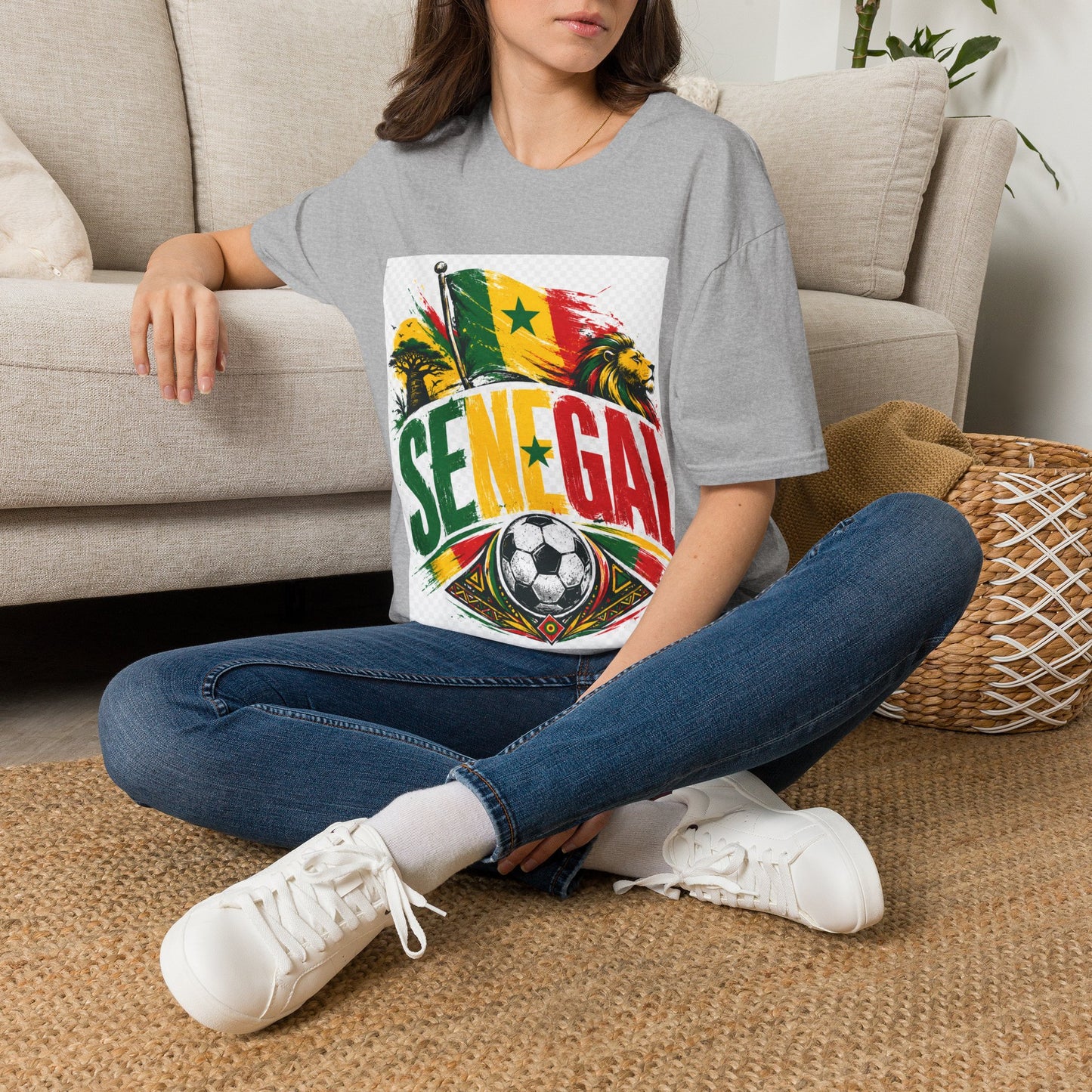 Senegal Flag Soccer T-Shirt — Lion & Football Pride Tee