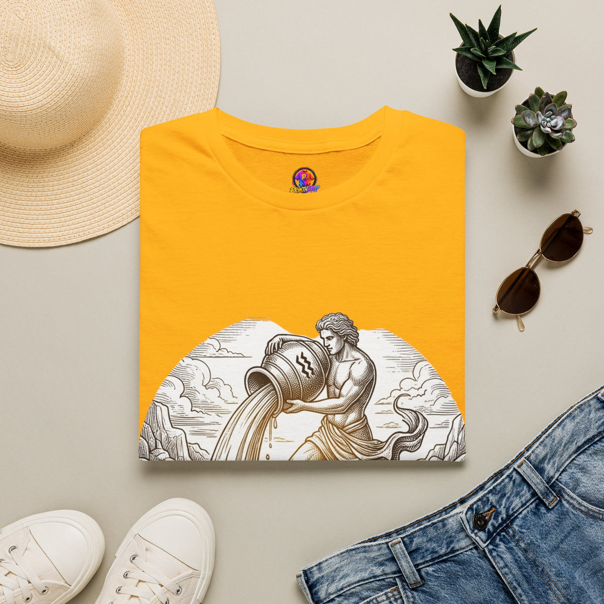 Aquarius Zodiac T-Shirt — Vintage Water Bearer Astrology Tee