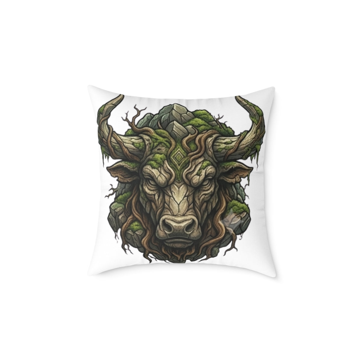 Astrological Bull Head Taurus Square Poly Canvas Pillow