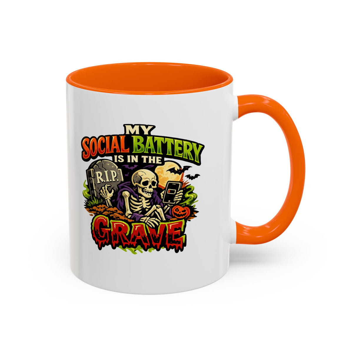 Halloween  Social Battery Is Low Accent Coffee Mug