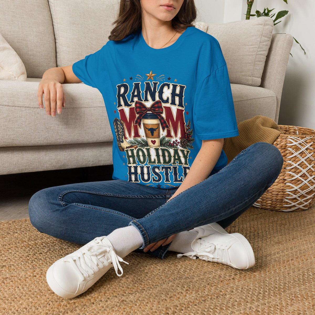 Ranch Mom Holiday Hustle T-Shirt — Festive Western Mom Tee
