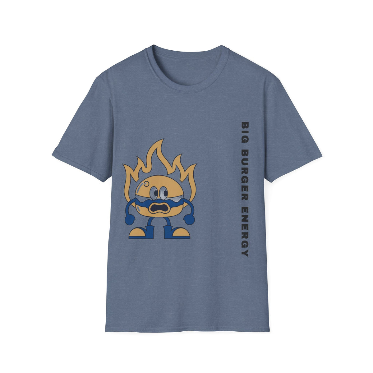 Burger Mascot T‑Shirt — ‘Big Burger’ Flame Character Graphic Tee - Trending Now - September 2026