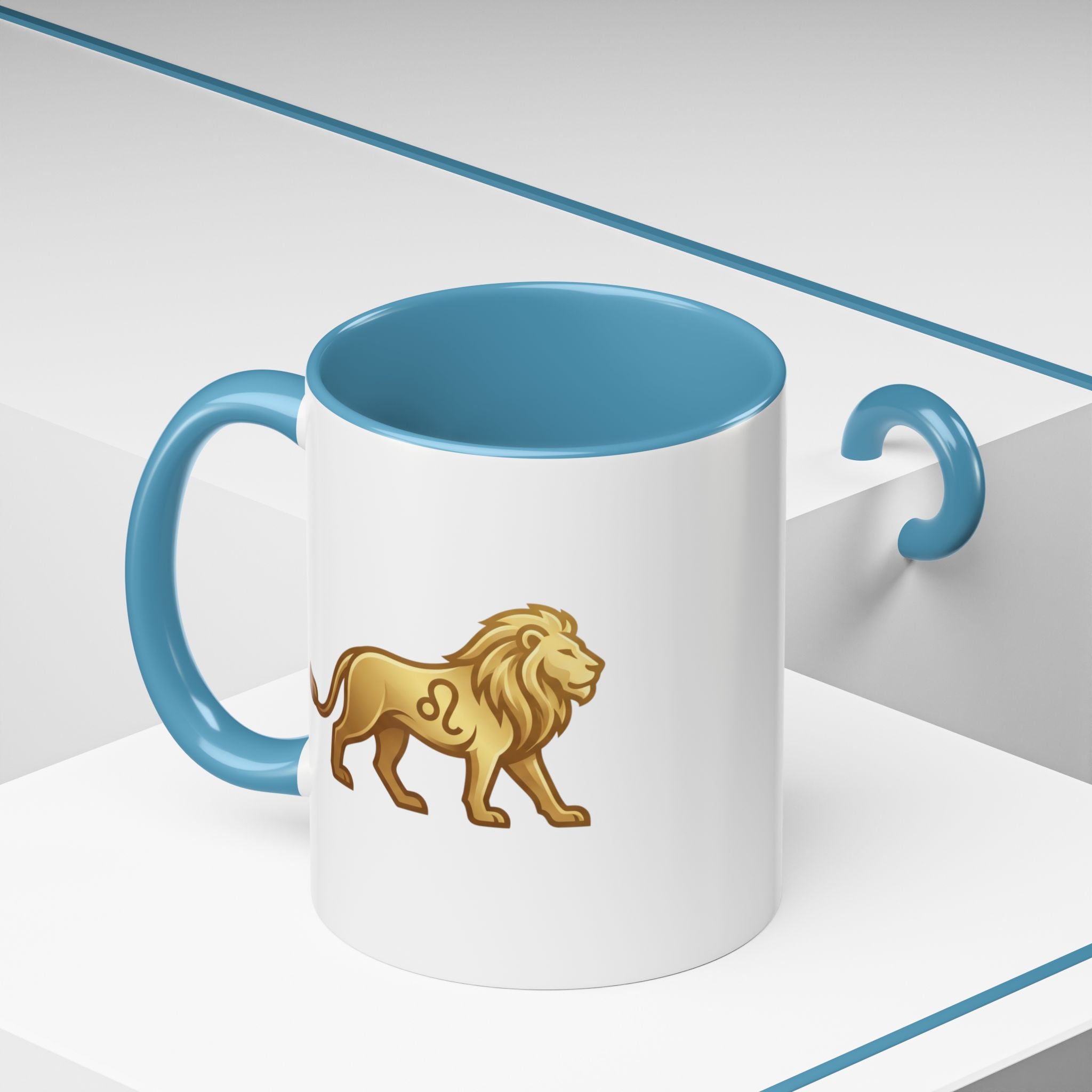 Leo Zodiac Coffee Mug — Gold Lion Accent Mug for Astrology Lovers