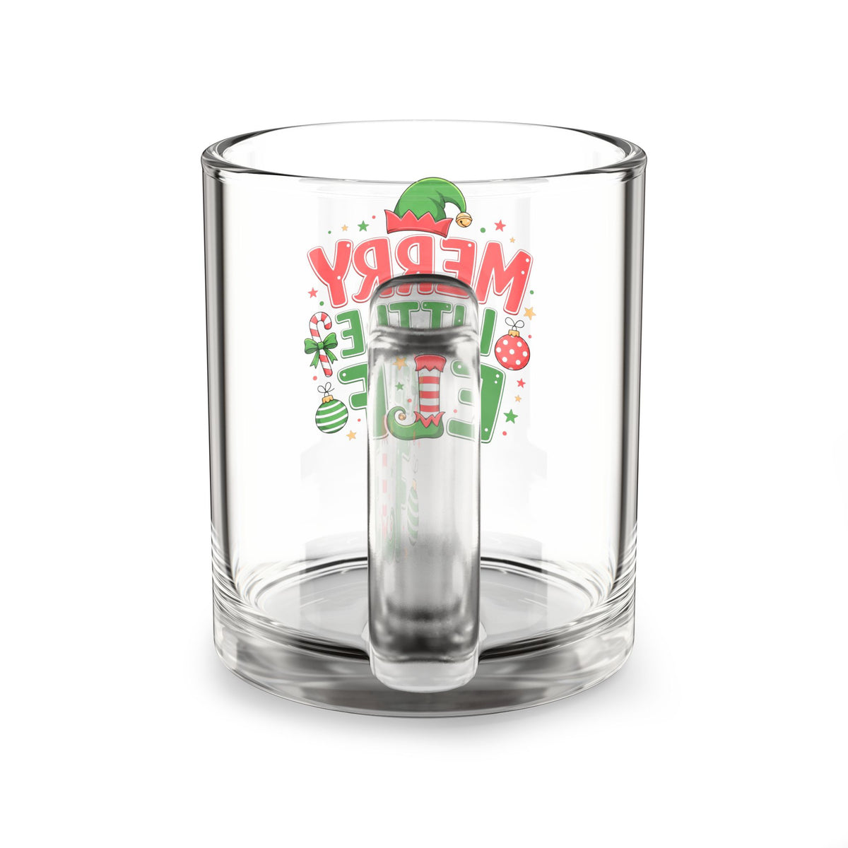 Christmas Glass Mug 10 oz Merry Little Elf 10oz Glass Mug — Christmas Holiday Elf Coffee Cup