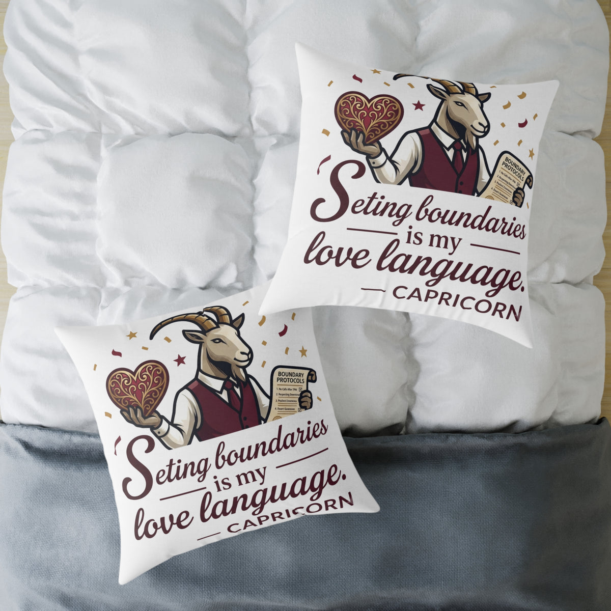 Capricorn Pillow – "Setting Boundaries Is My Love Language" Zodiac Décor