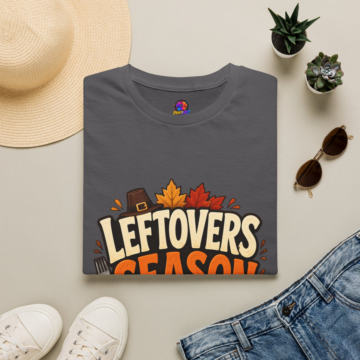 Thanksgiving T-Shirt Leftovers Season T-Shirt — Funny Thanksgiving Turkey & Pie Graphic Tee