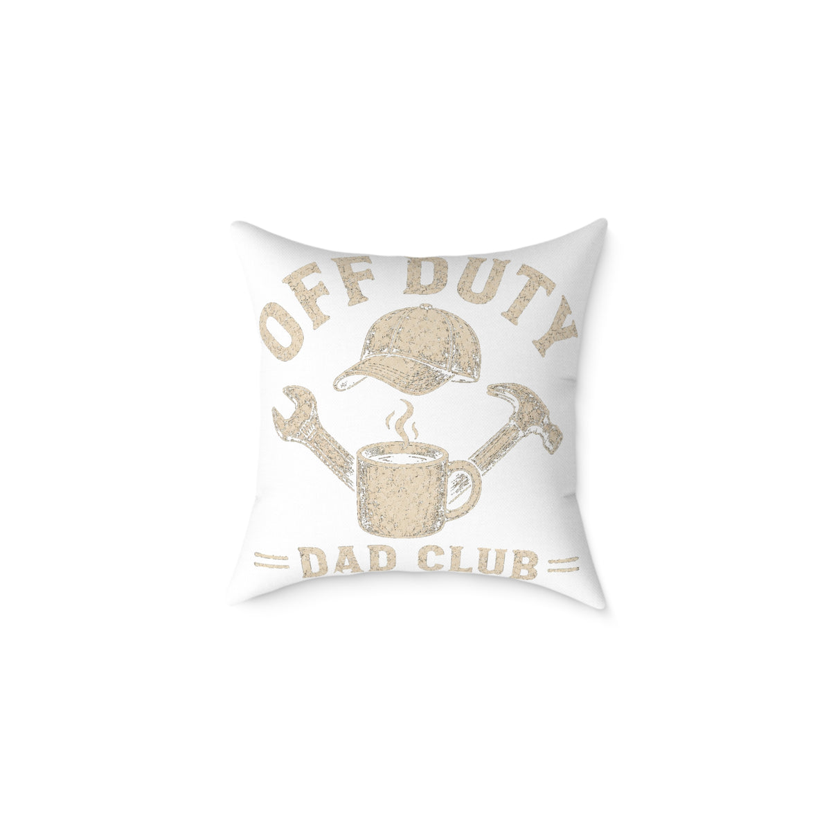 Off Duty Dad Club Throw Pillow  Milo Bailey Dog Dad Mom— Rustic Coffee & Tools Decorative Pillow