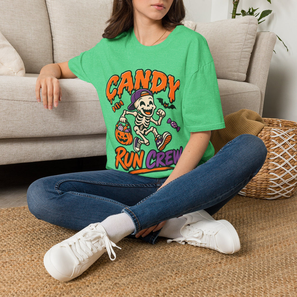 Candy Run Crew T-Shirt — Halloween Skeleton Trick-or-Treat Tee
