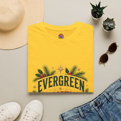 Evergreen Christmas Club T-Shirt — Vintage Holiday Pine & Ornaments Tee