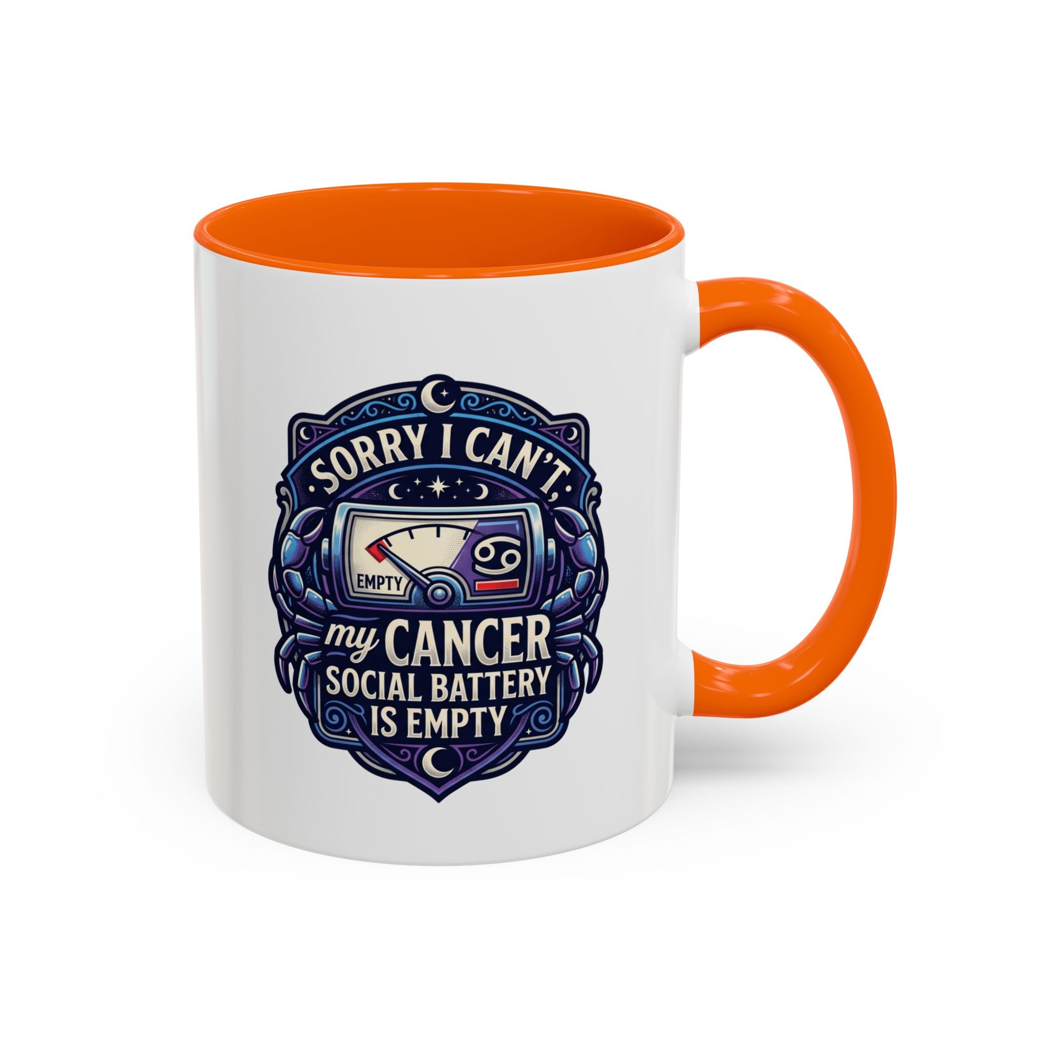 Accent Coffee Mug — “Sorry I Can’t My Cancer Social Battery Is Empty” Support Awareness Mug