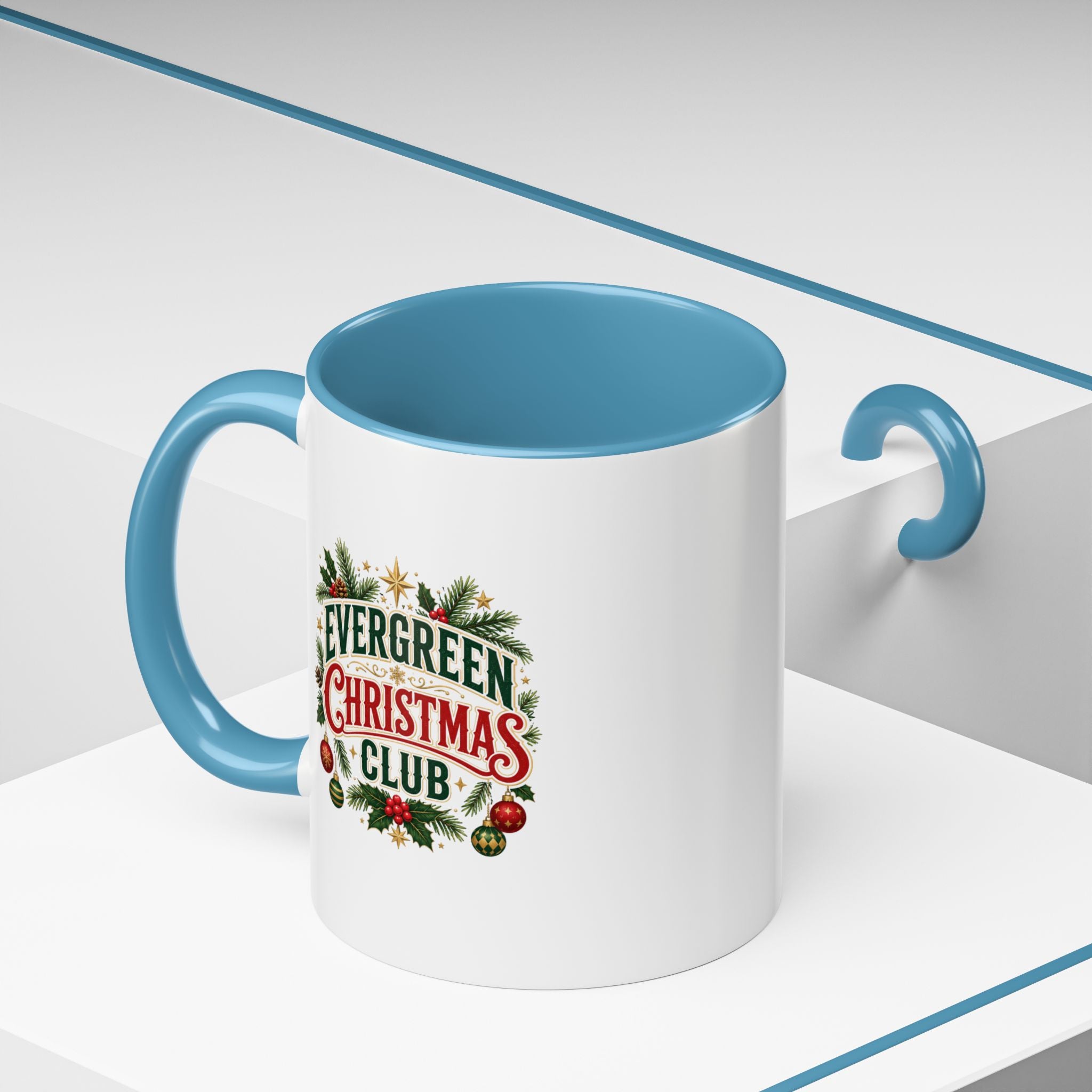 Evergreen Christmas Club Accent Coffee Mug – Festive Holiday Tea & Coffee Cup