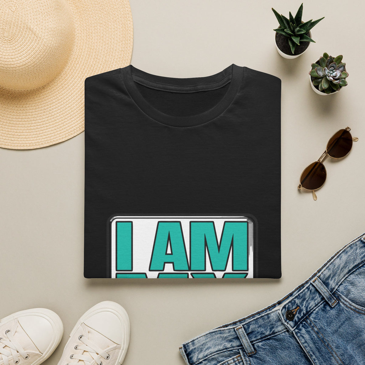 I Am My Perimeter Teal Block Badge T-Shirt - Minimalist Graphic Quote Tee - Trending Now - September 2026