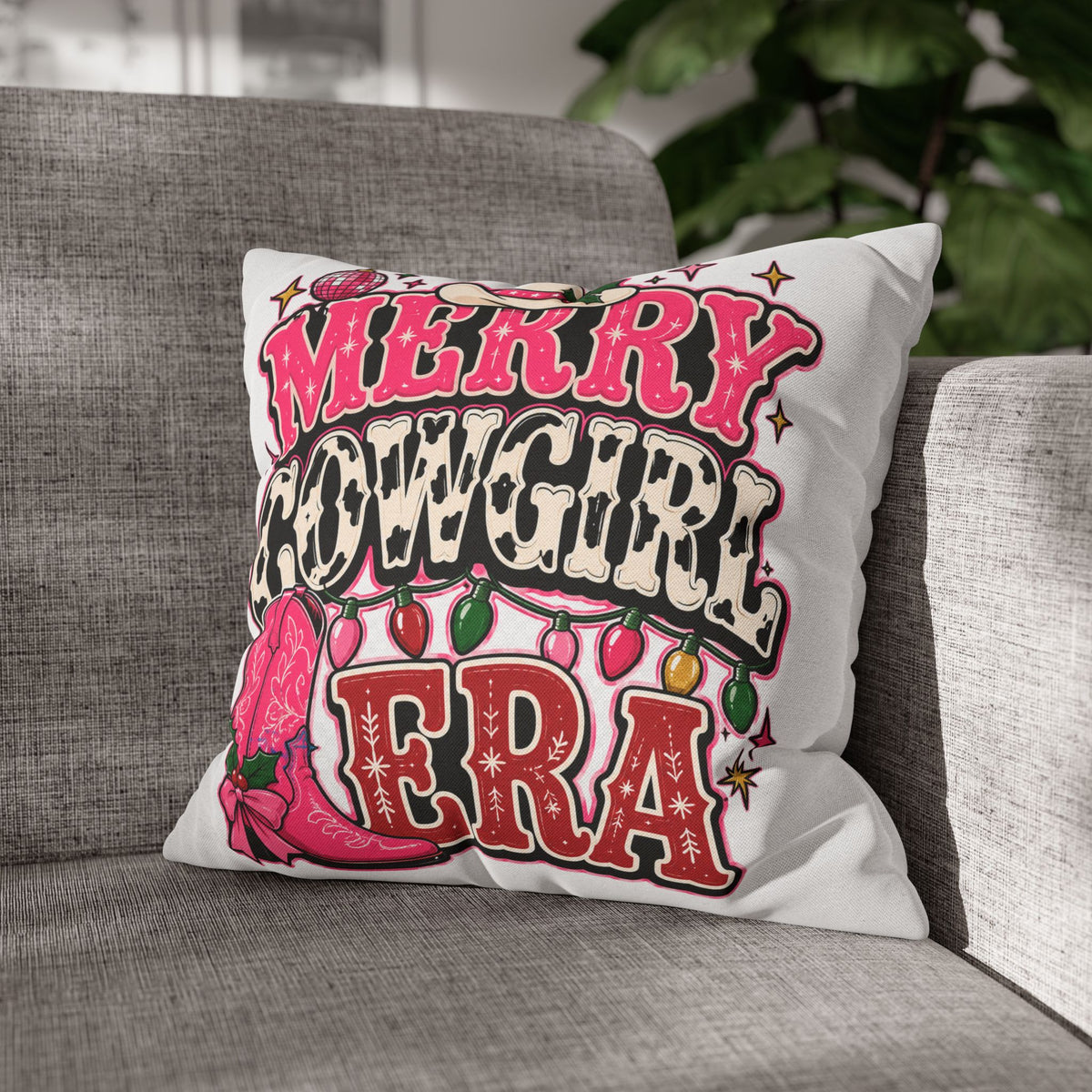 Merry Cowgirl Christmas Pillowcase Modern Day Christmas