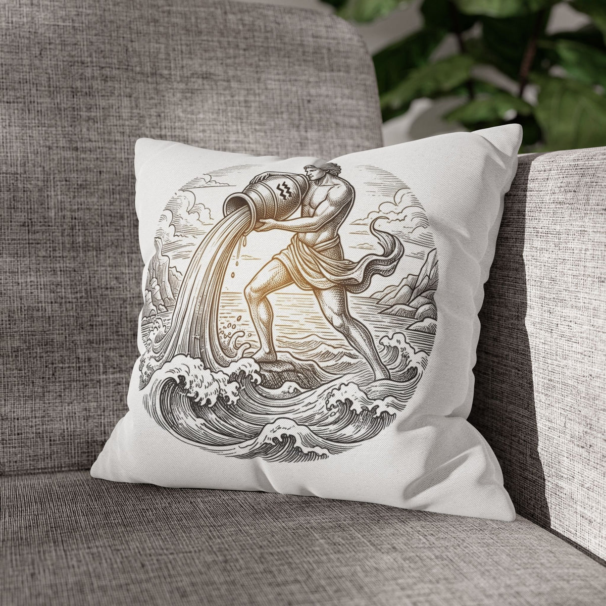 Aquarius Zodiac Throw Pillowcase — Astrology Decorative Pillow Cover